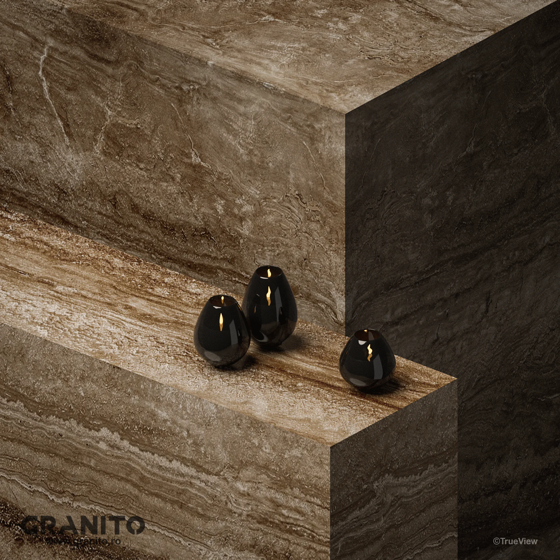 Masive Travertin Noce Vein Cut - Image 1