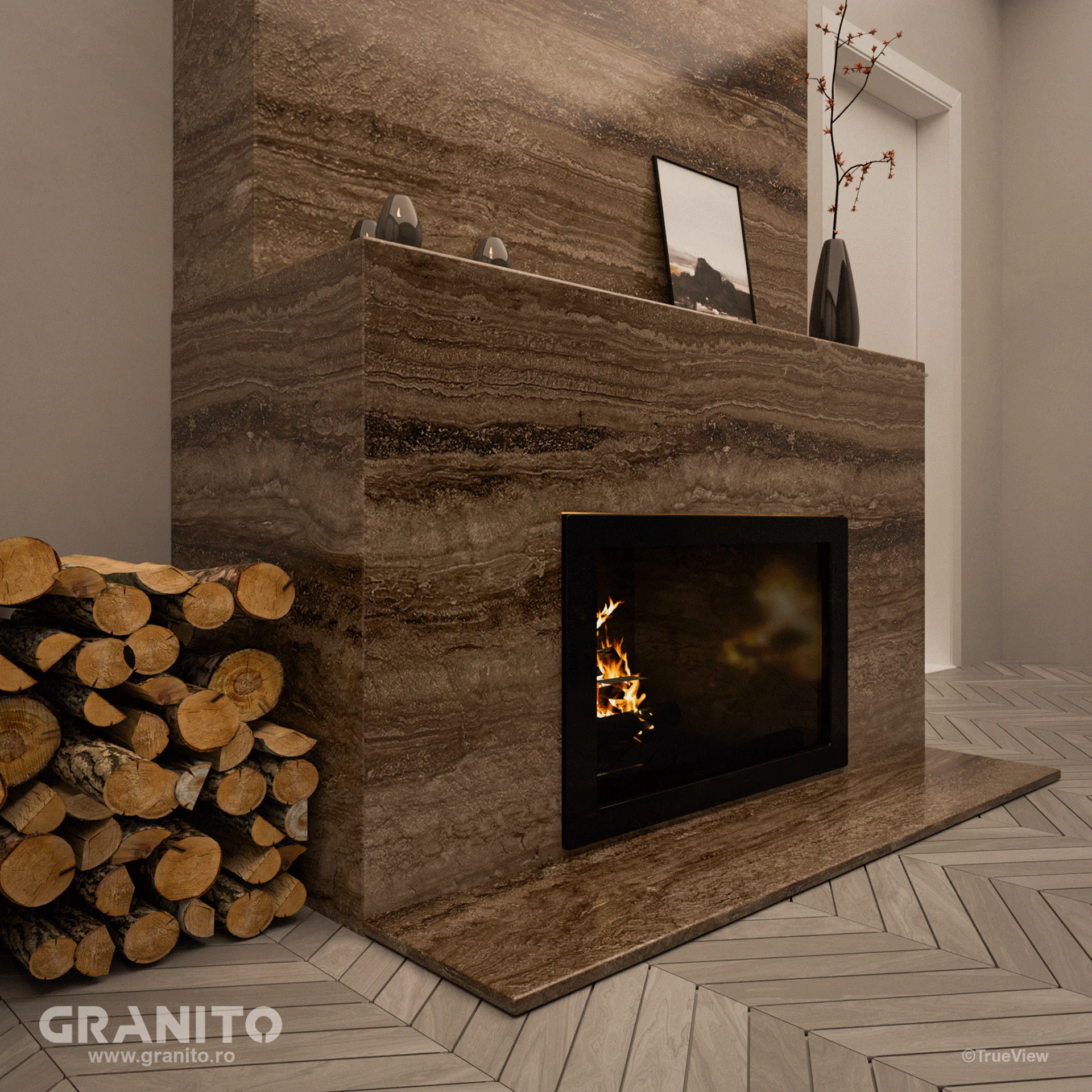 Șeminee Travertin Noce Vein Cut - Image 5