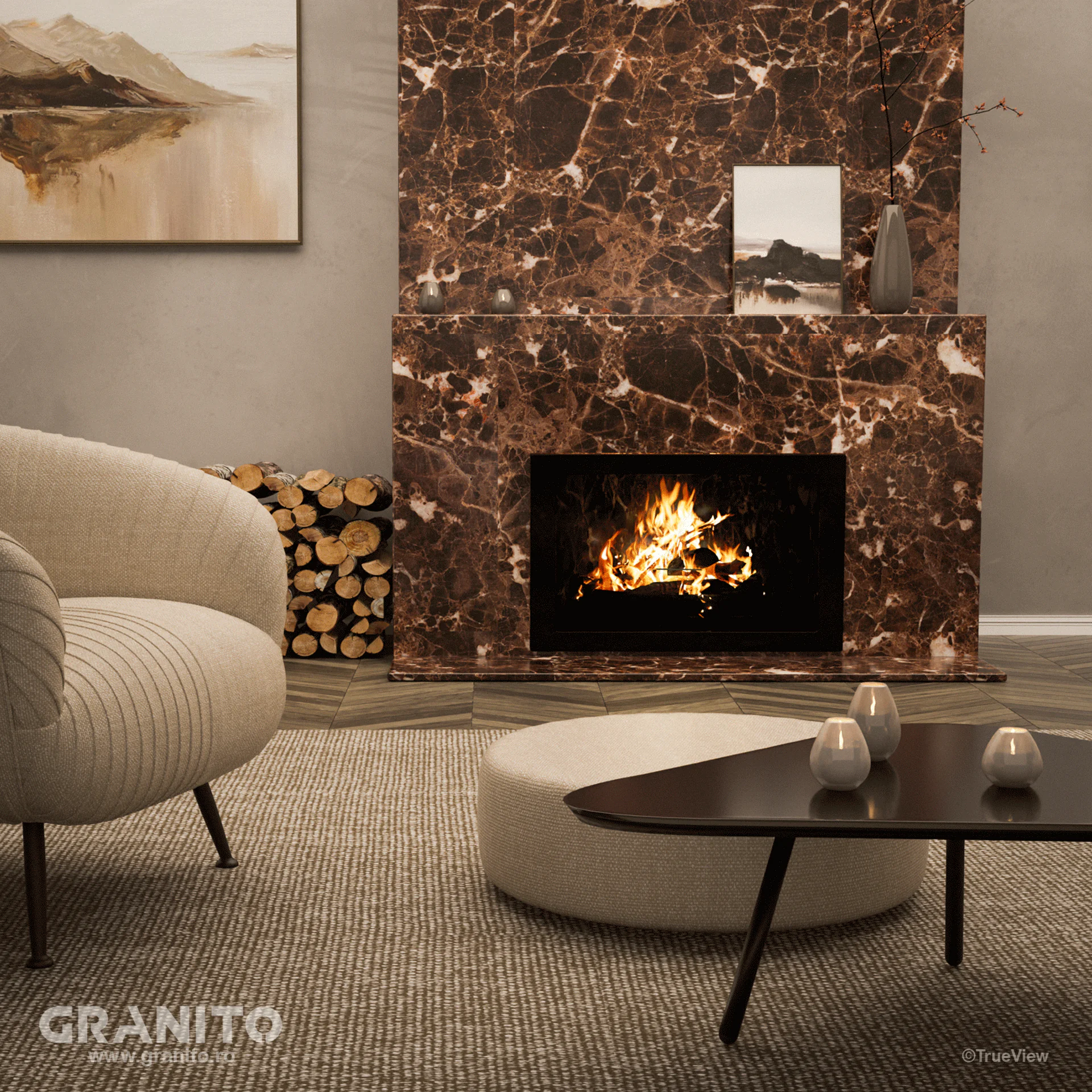 Șeminee Marmură Emperador Dark - Image 2