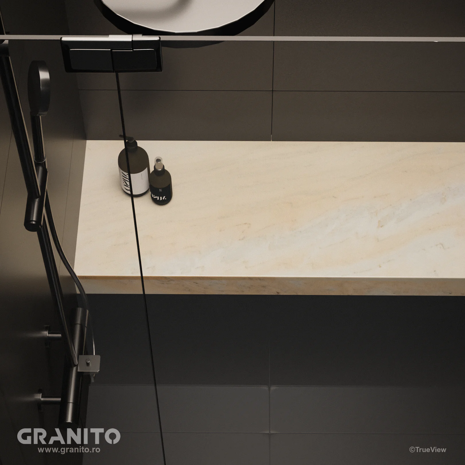 Accesorii pentru Duș Marmură Rușchița Roz-Pal - Image 1