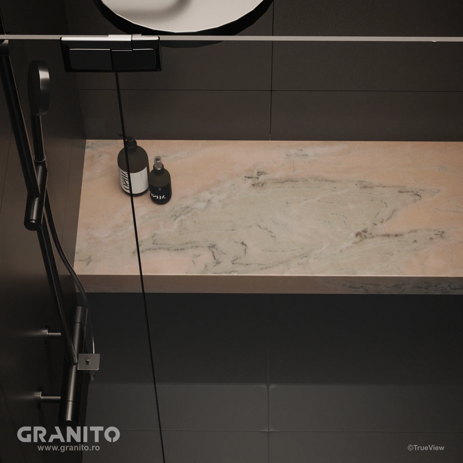 Accesorii pentru Duș Marmură Rușchița Roz-Intens - Image 3