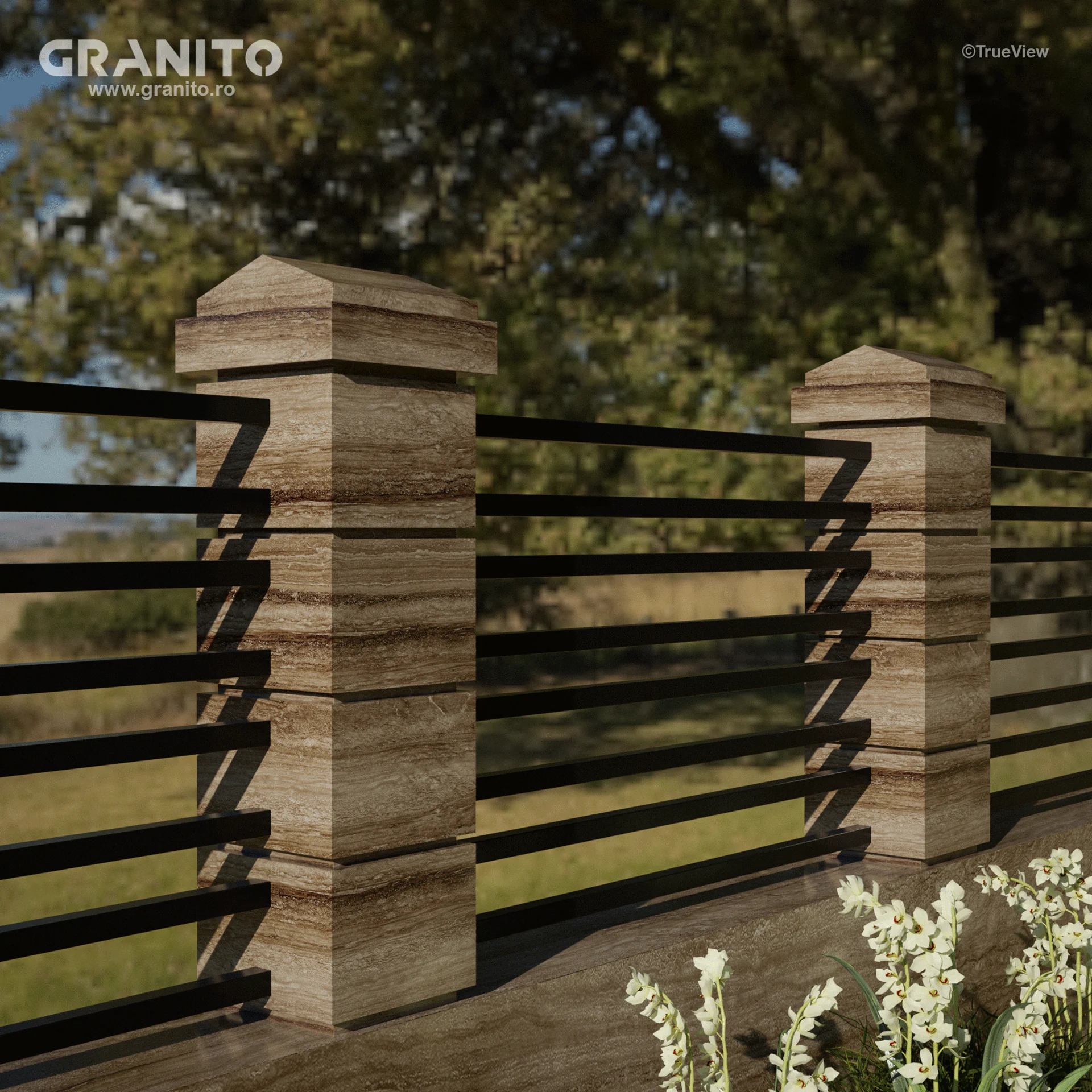 Capace pentru Gard Travertin Noce Vein Cut - Image 5