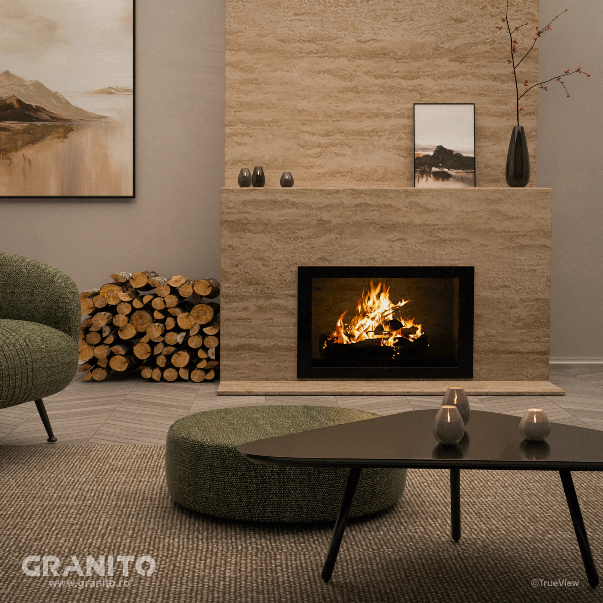 Șeminee Travertin Clasic Vein Cut - Image 4