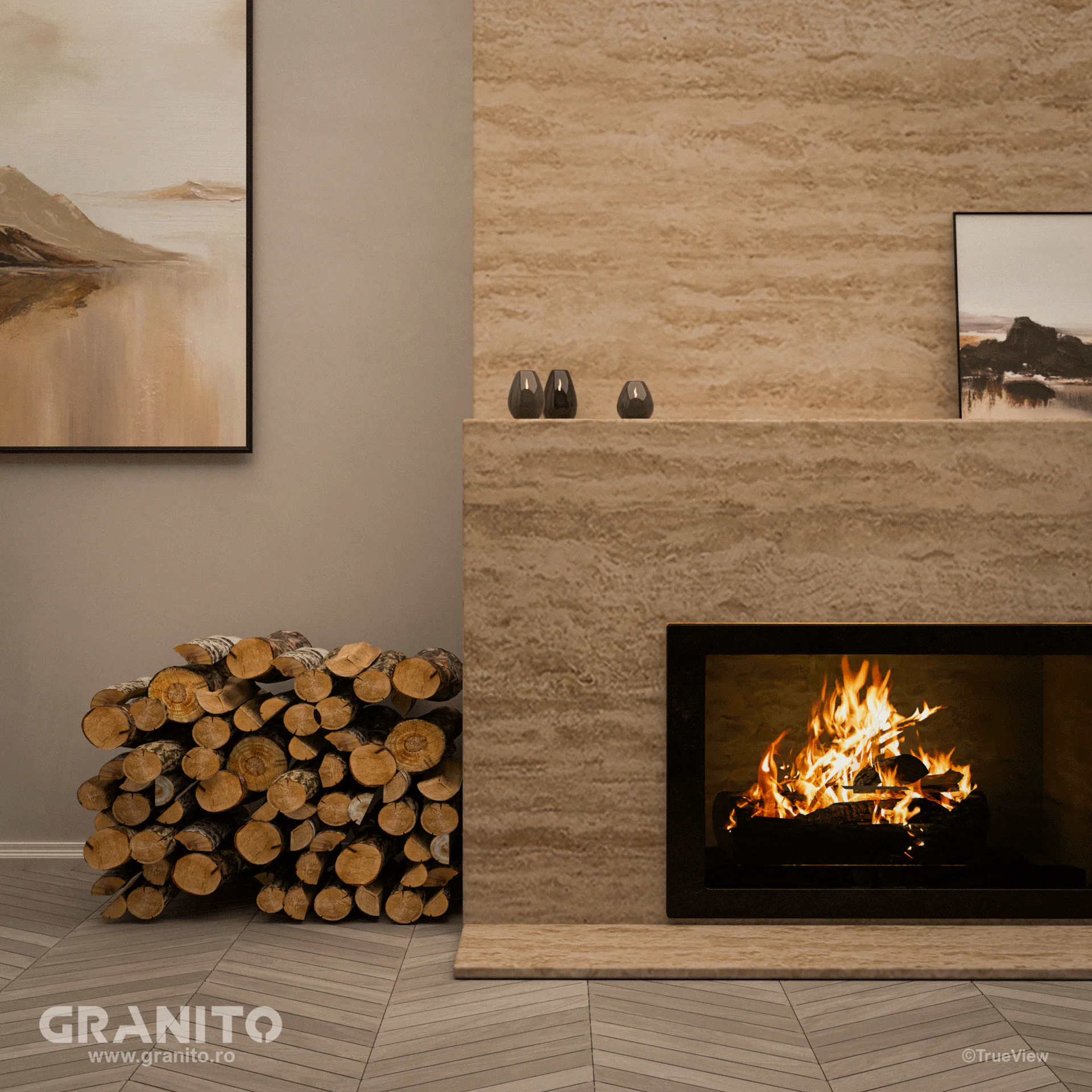 Șeminee Travertin Clasic Vein Cut - Image 2