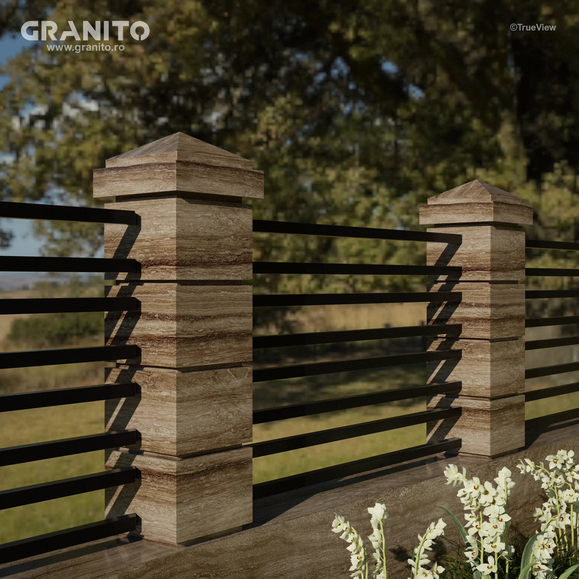 Capace pentru Gard Travertin Noce Vein Cut - Image 2