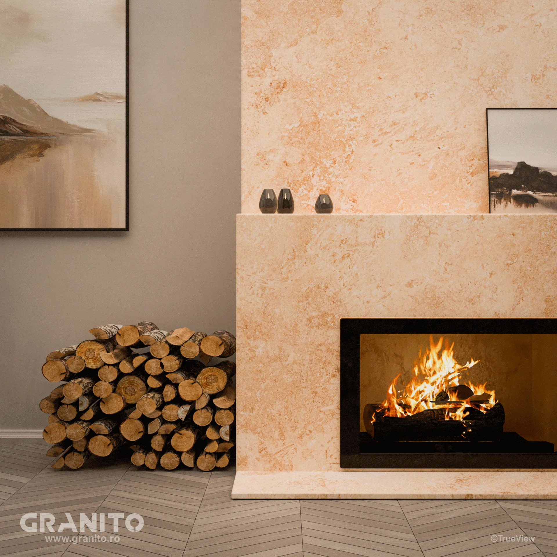 Șeminee Travertin Clasic Cross Cut - Image 2