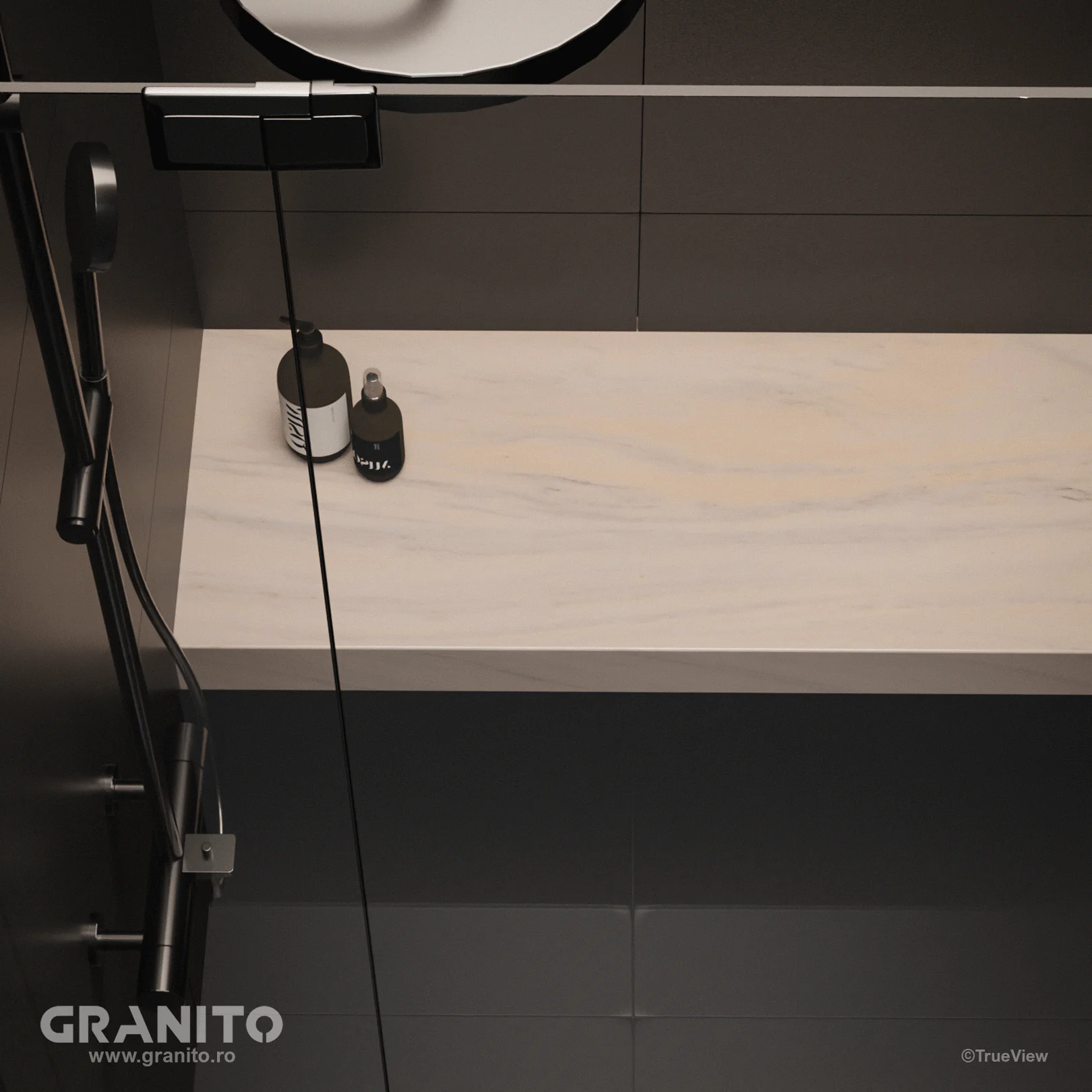 Accesorii pentru Duș Marmură Rușchița Alb-Gălbui - Image 2