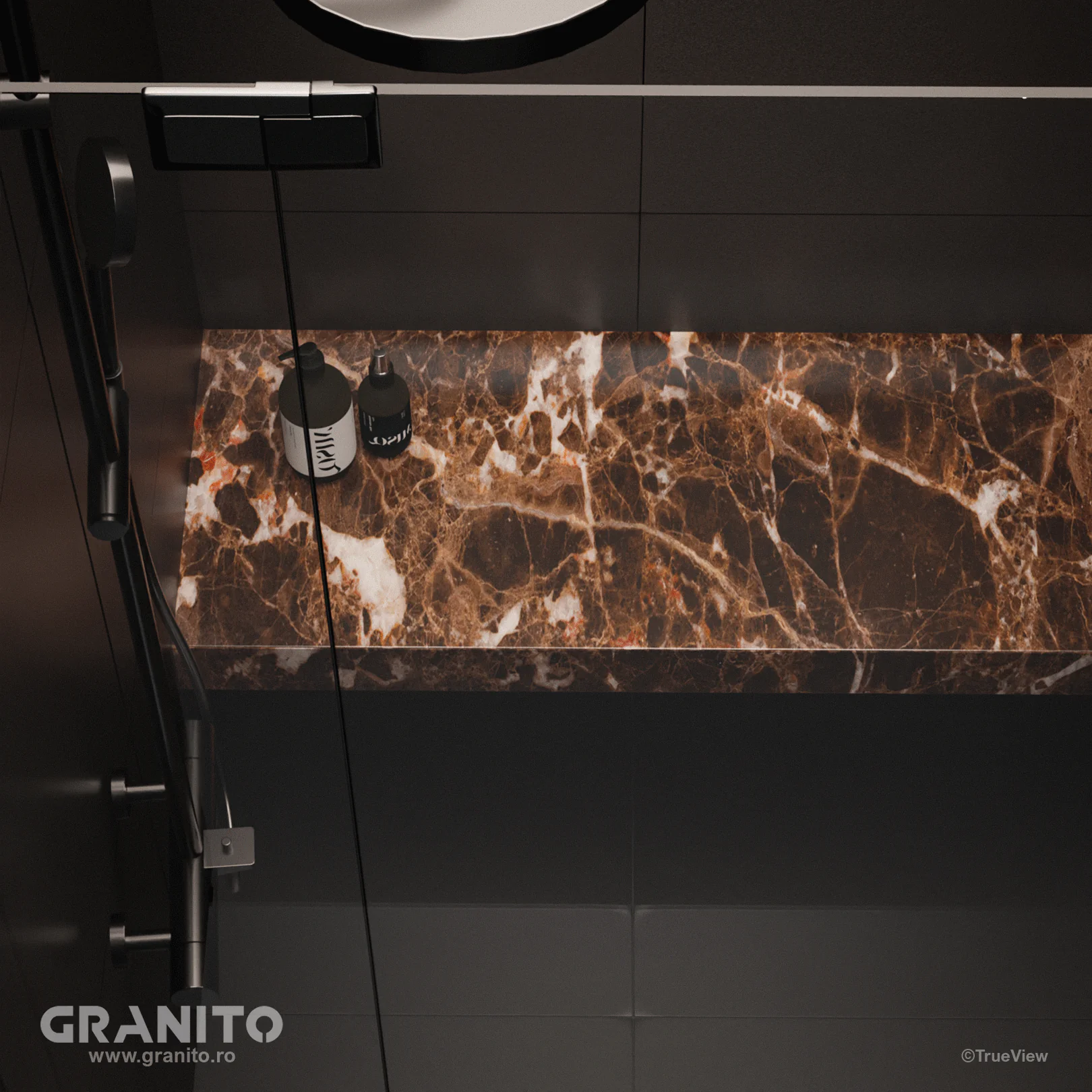 Accesorii pentru Duș Marmură Emperador Dark - Image 1