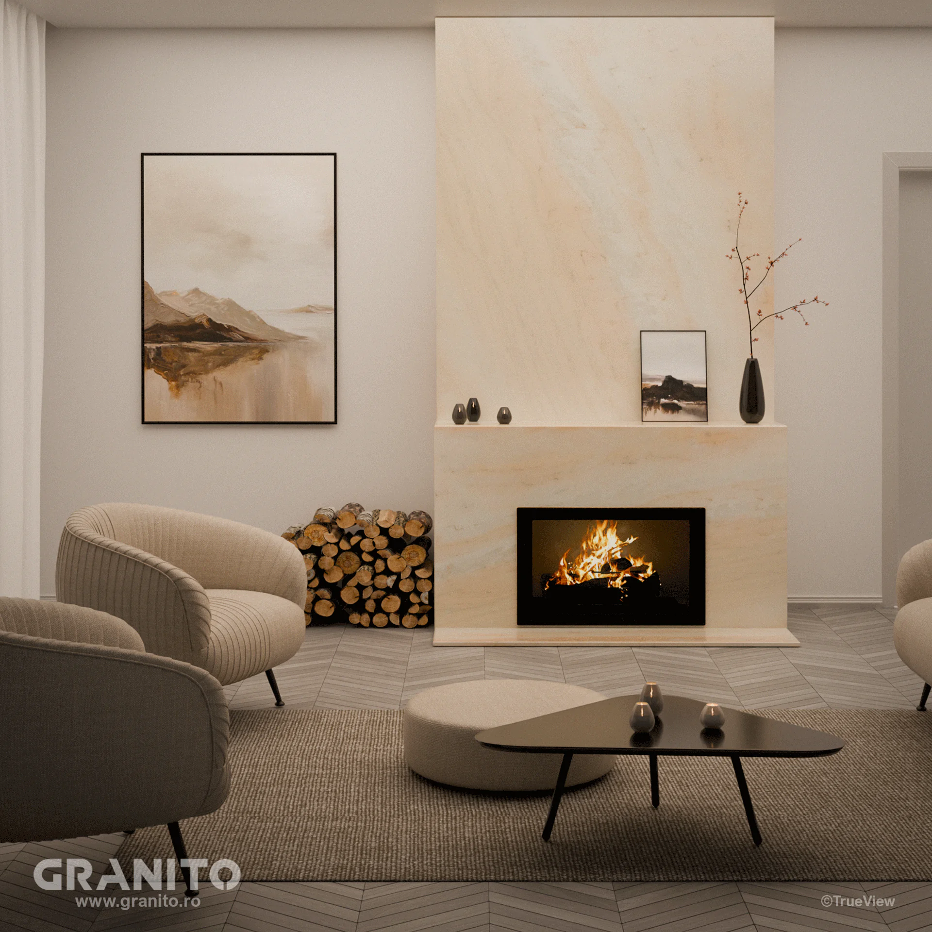 Șeminee Marmură  Rușchița Roz-Pal - Image 1