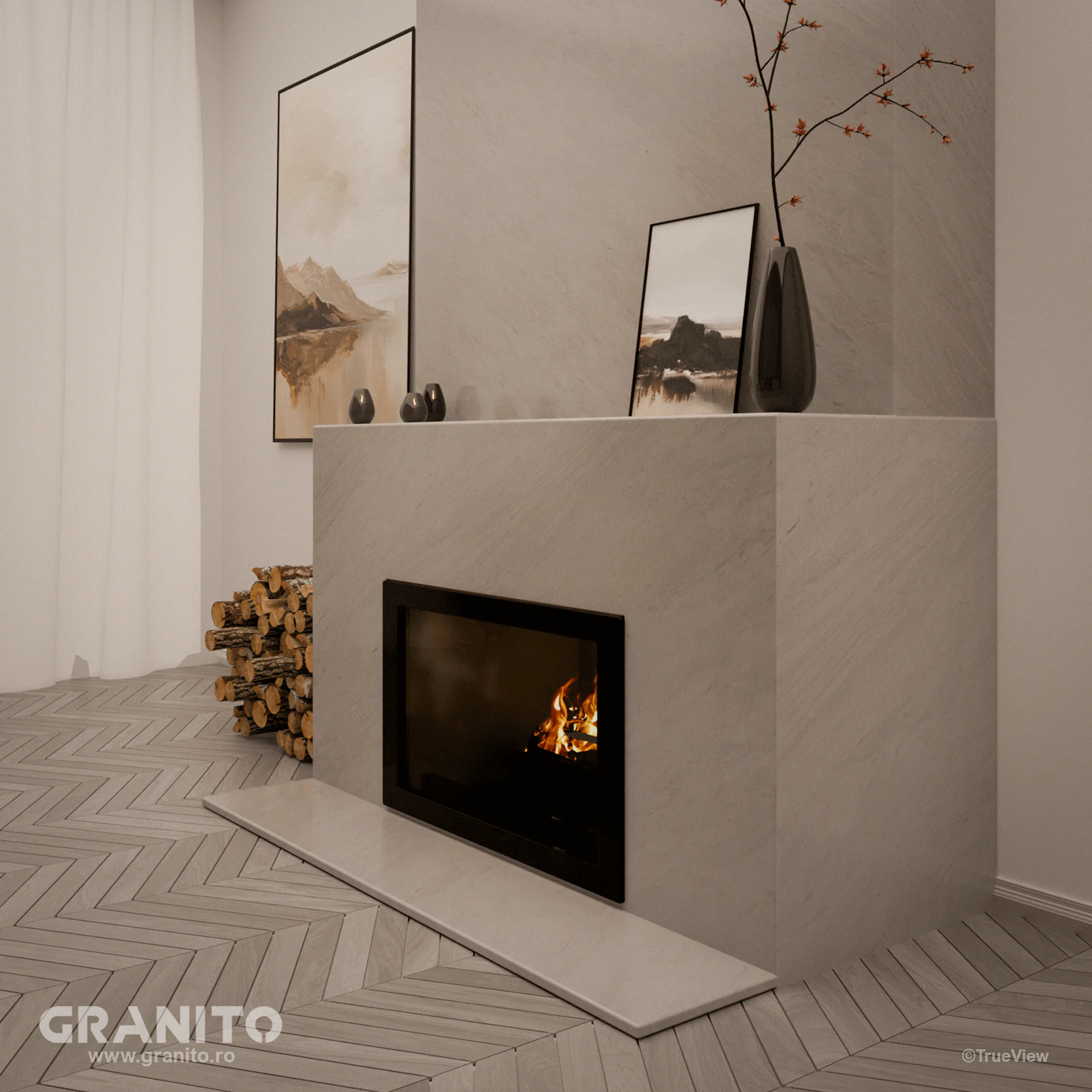 Șeminee Marmură Rușchița Alb - Image 1