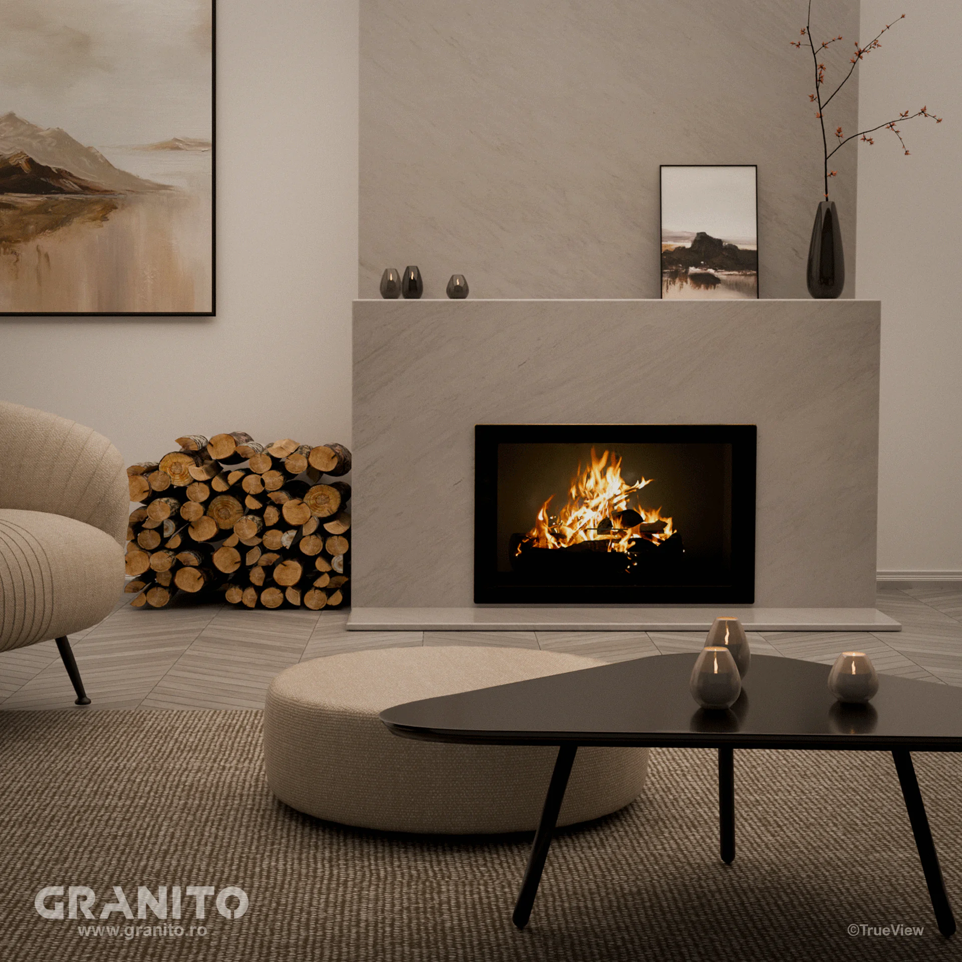 Șeminee Marmură Rușchița Alb - Image 4