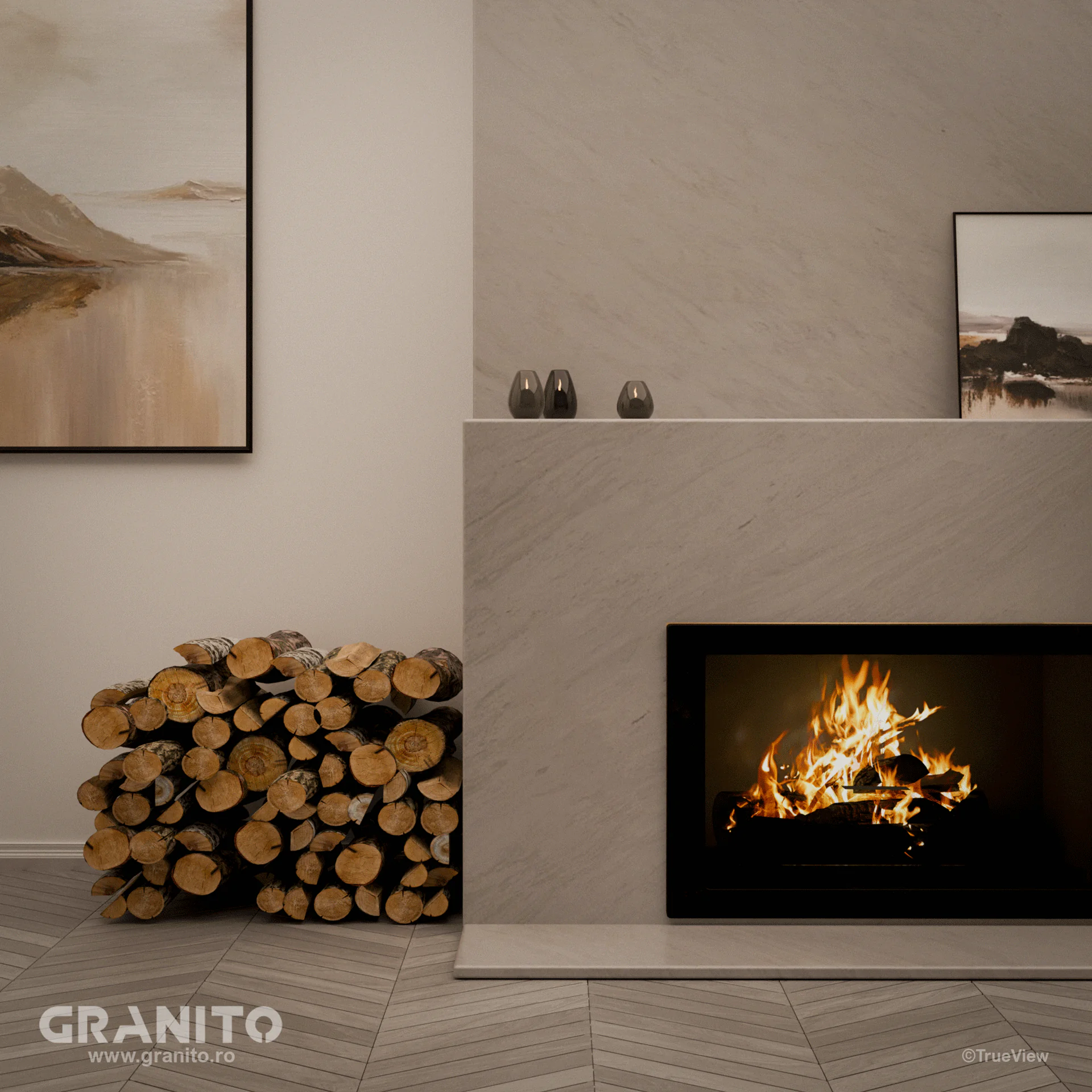 Șeminee Marmură Rușchița Alb - Image 2