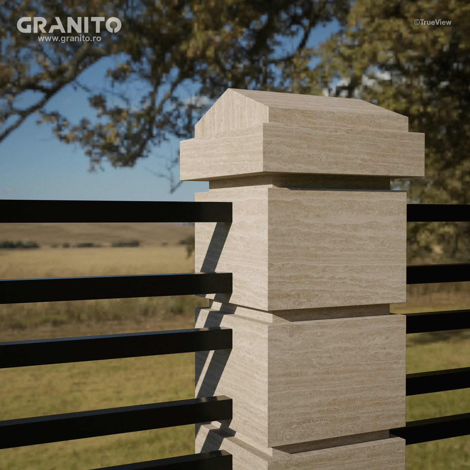 Capace pentru Gard Travertin Clasic Vein Cut - Image 3