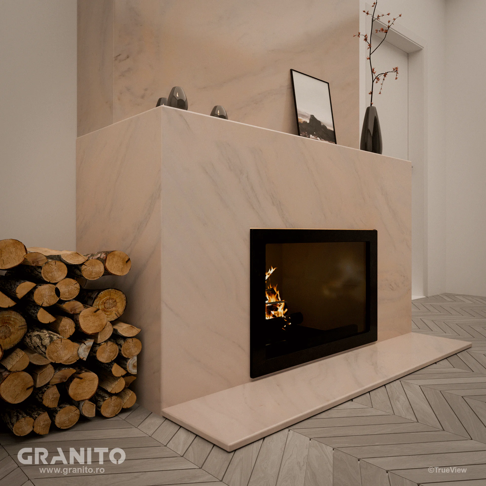 Șeminee Marmură Rușchița Alb-Gălbui - Image 5