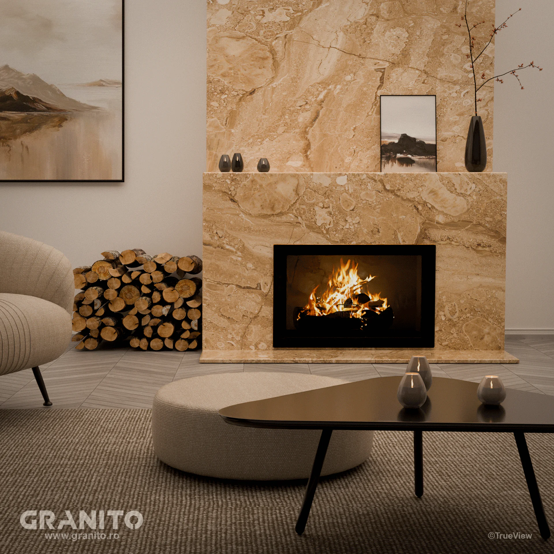 Șeminee Marmură Breccia Sarda - Image 3