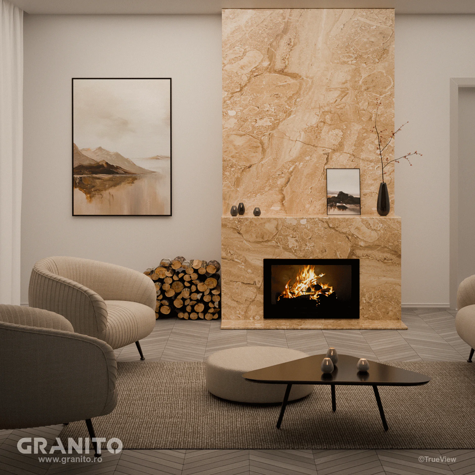 Șeminee Marmură Breccia Sarda - Image 2