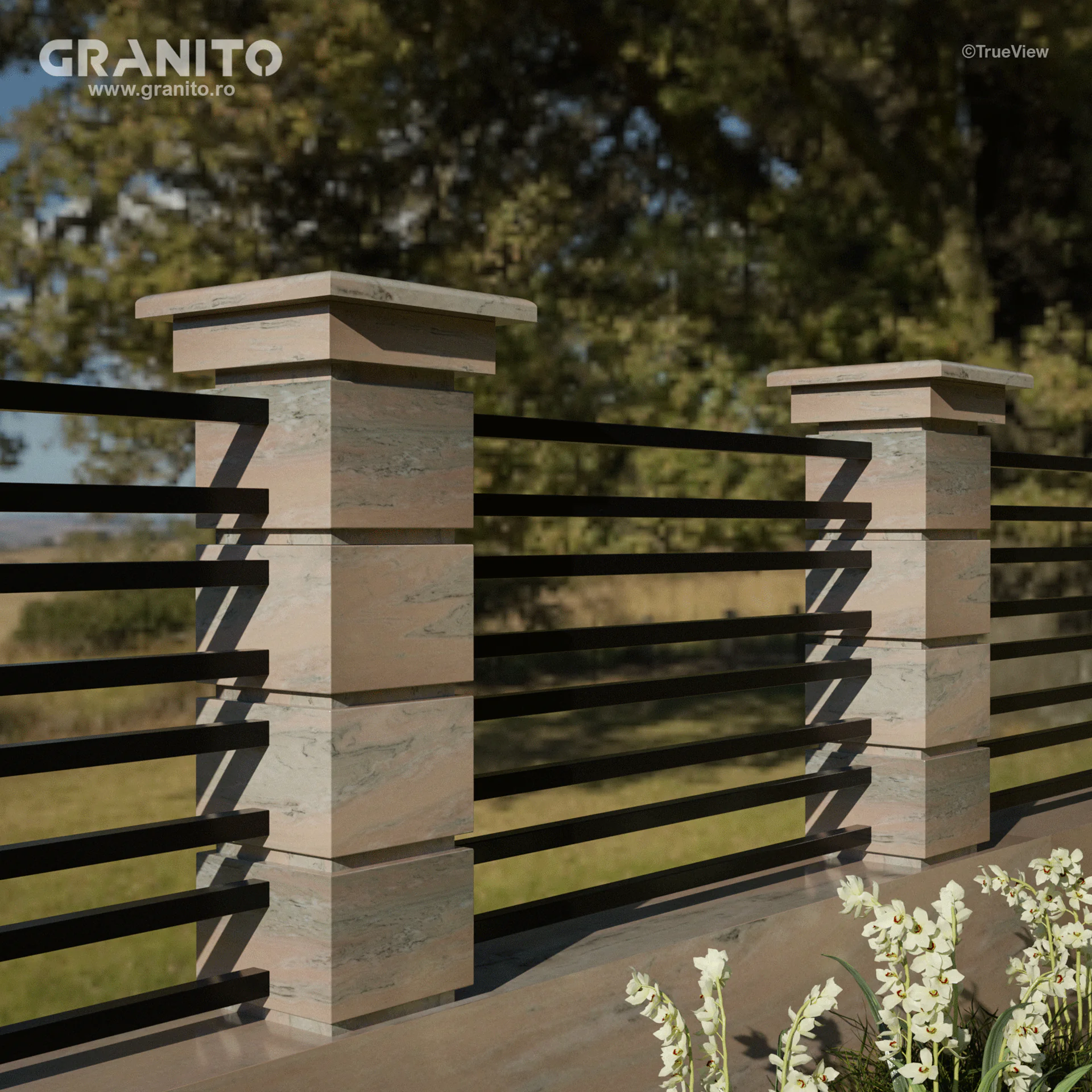 Capace pentru Gard Marmură Rușchița Roz-Intens - Image 14