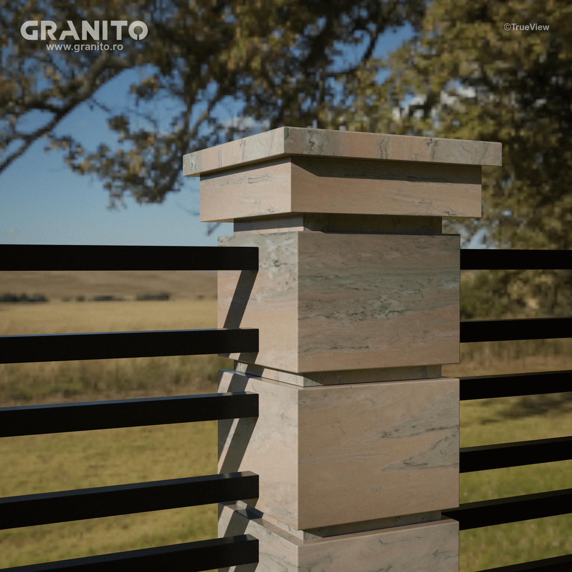 Capace pentru Gard Marmură Rușchița Roz-Intens - Image 3