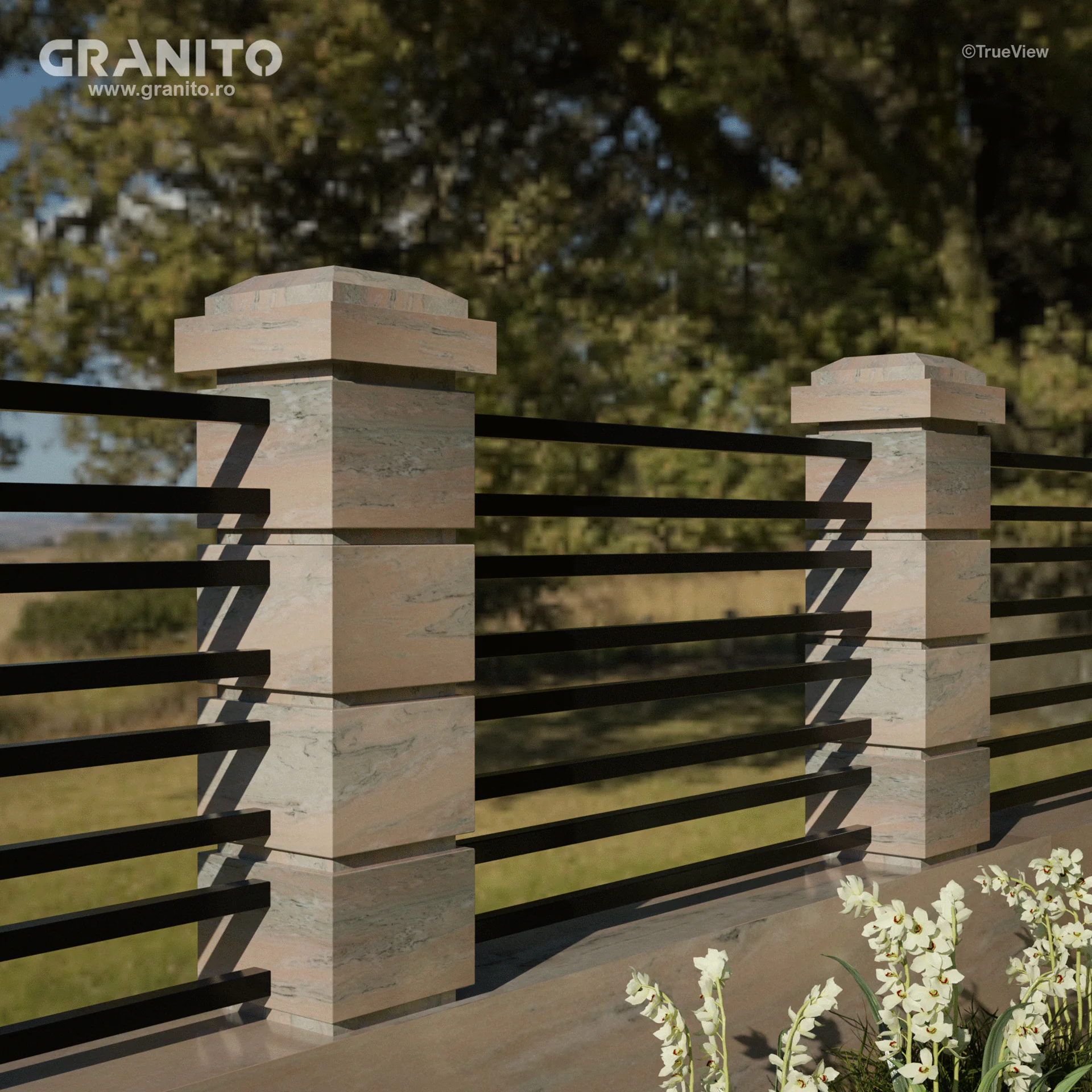 Capace pentru Gard Marmură Rușchița Roz-Intens - Image 11