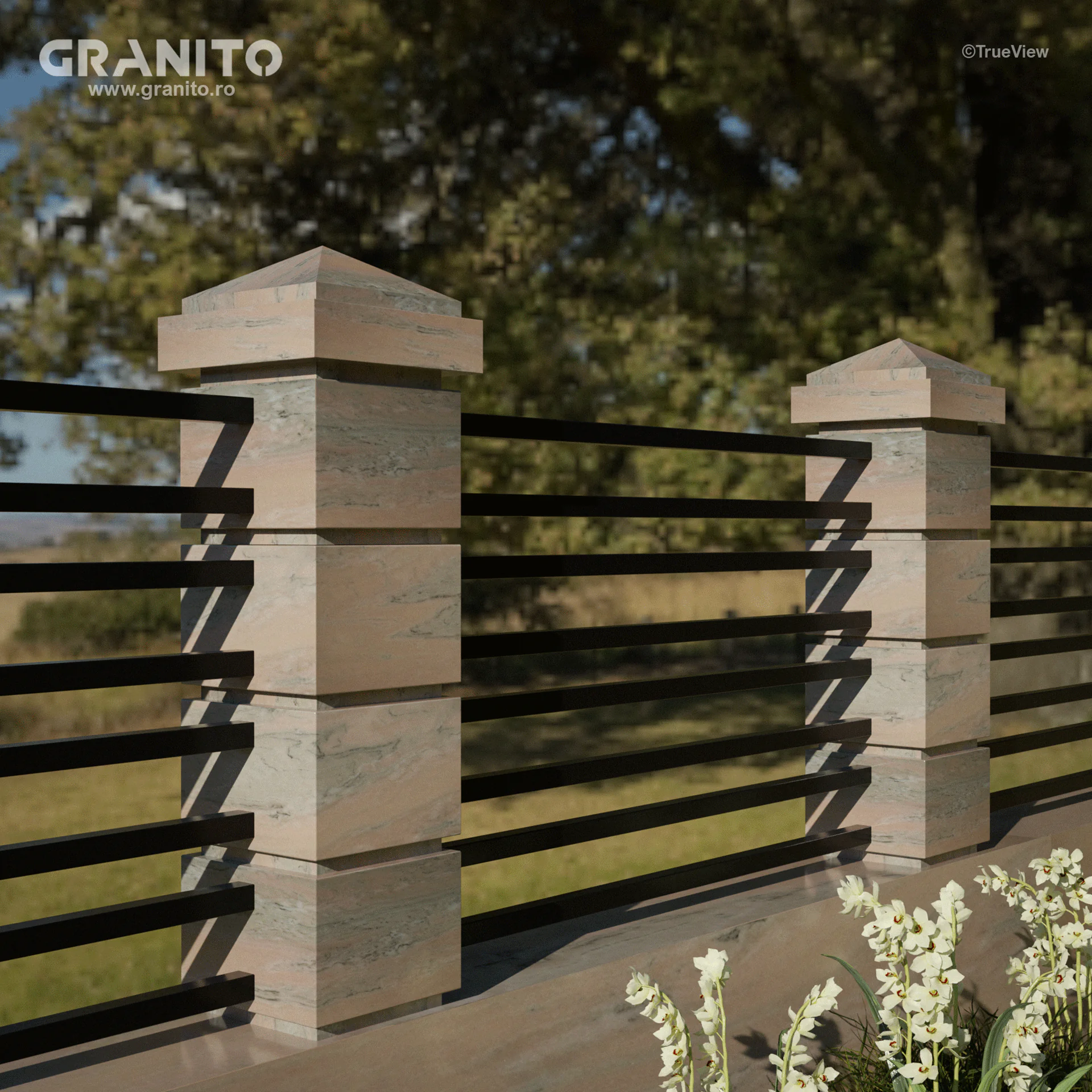 Capace pentru Gard Marmură Rușchița Roz-Intens - Image 5