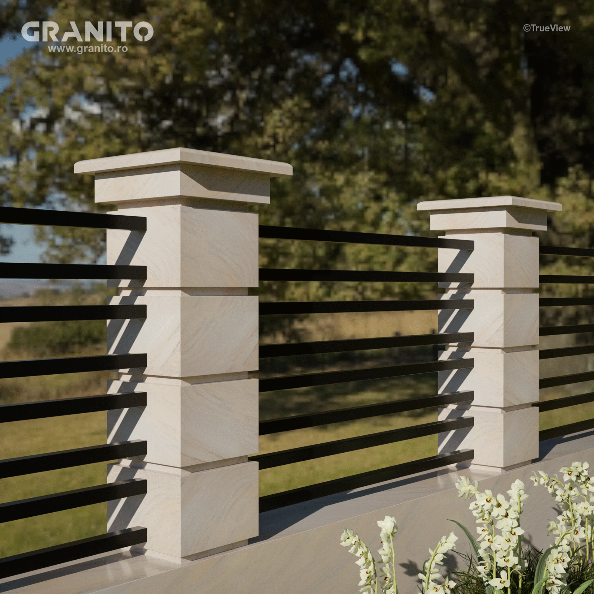 Capace pentru Gard Marmură Rușchița Alb-Gălbui - Image 14