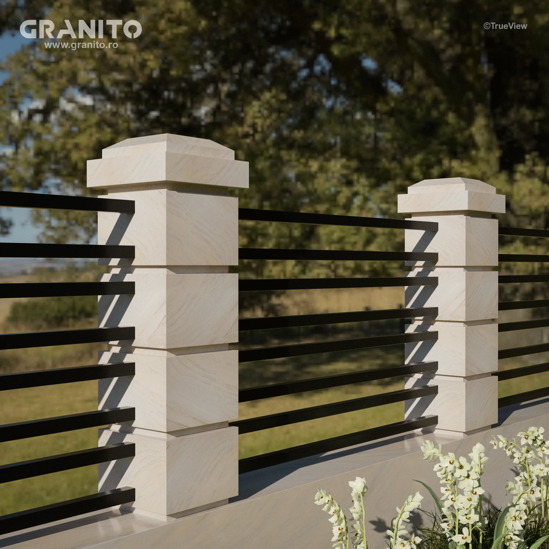 Capace pentru Gard Marmură Rușchița Alb-Gălbui - Image 11