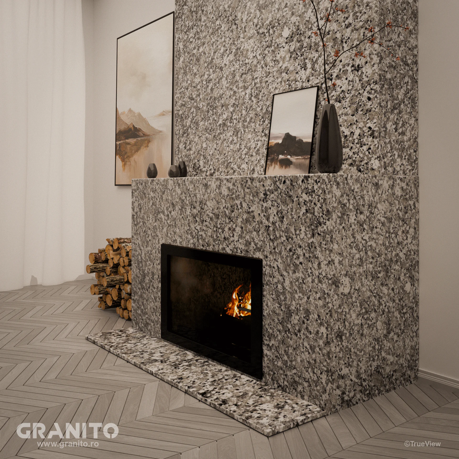 Șeminee Granit Bianco Sardo Lustruit - Image 5