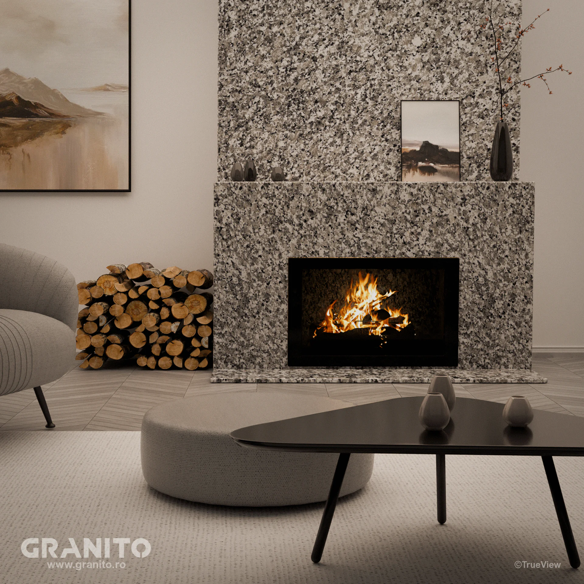 Șeminee Granit Bianco Sardo Lustruit - Image 4