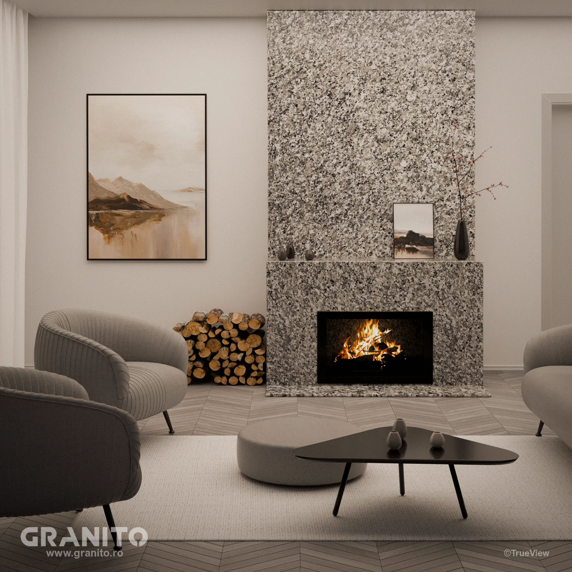 Șeminee Granit Bianco Sardo Lustruit - Image 3