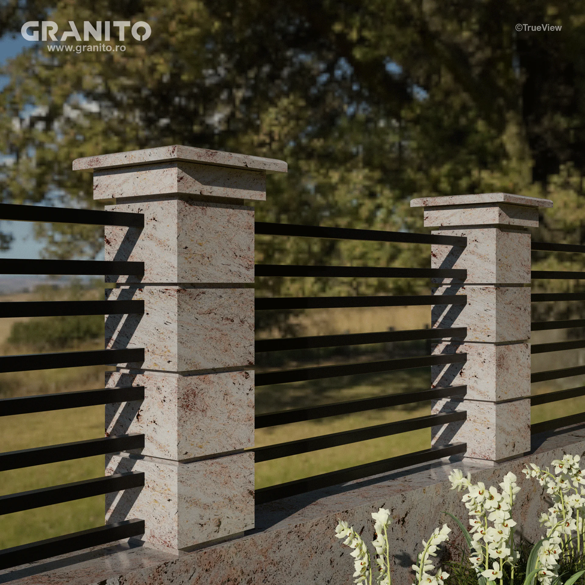 Capace pentru Gard Granit Ivory Brown - Image 2