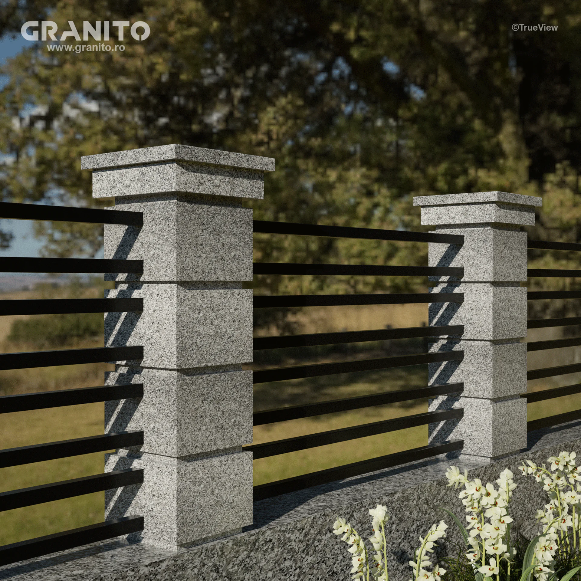 Capace pentru Gard Granit Bianco Sardo Lustruit - Image 2