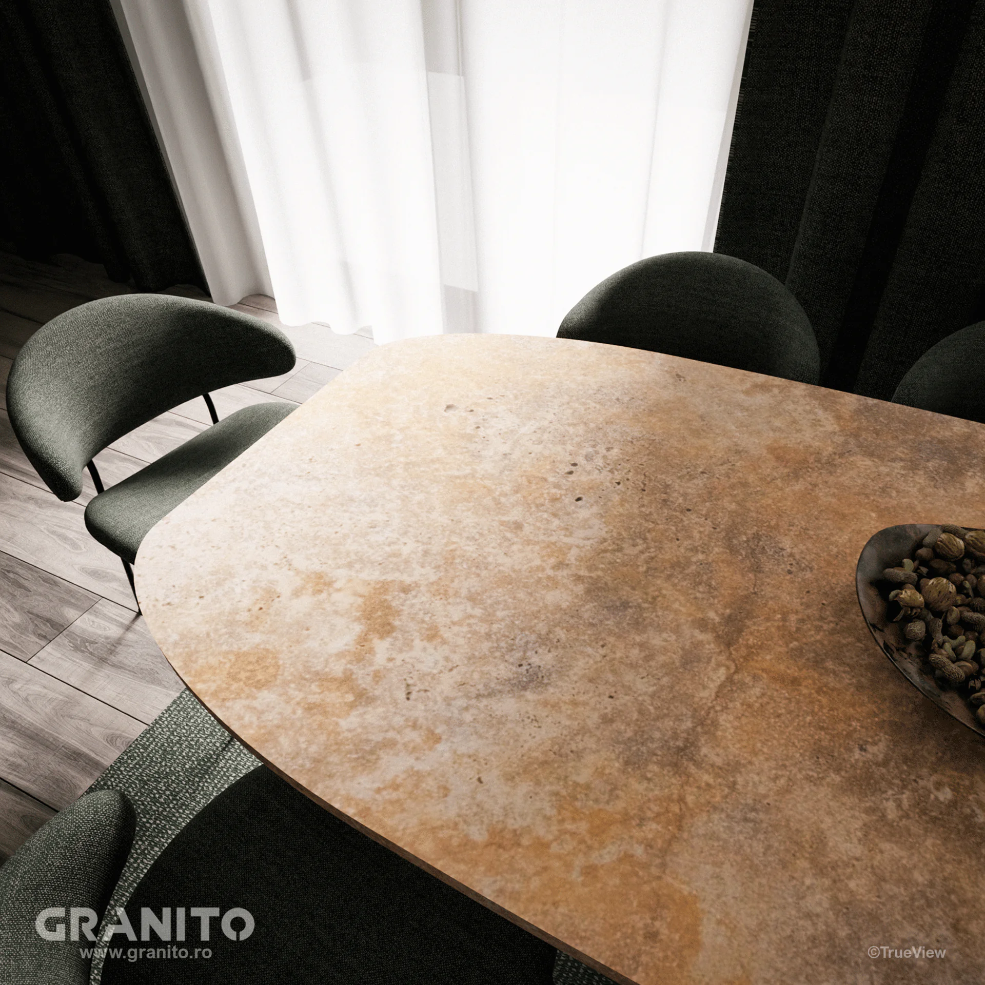 Mese Travertin Noce Cross Cut - Image 4