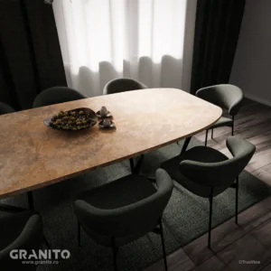 Mese Travertin Noce Cross Cut - Image 3