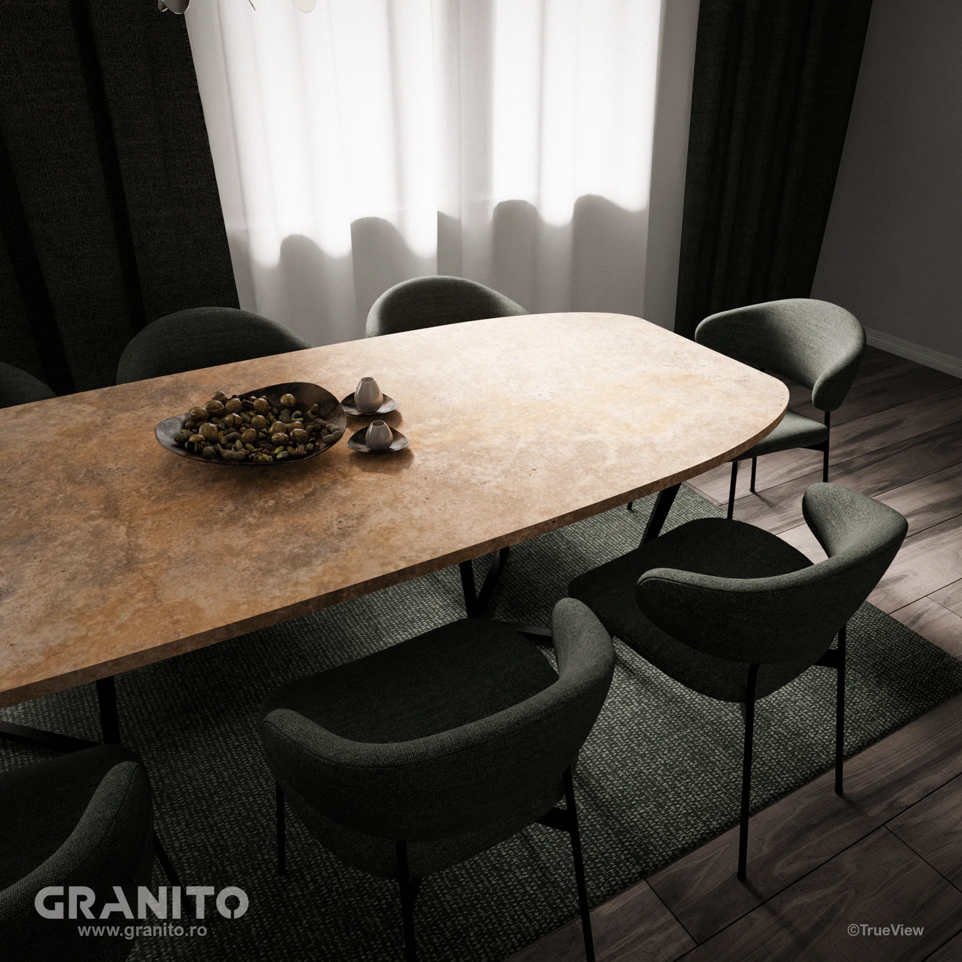 Mese Travertin Noce Cross Cut - Image 3