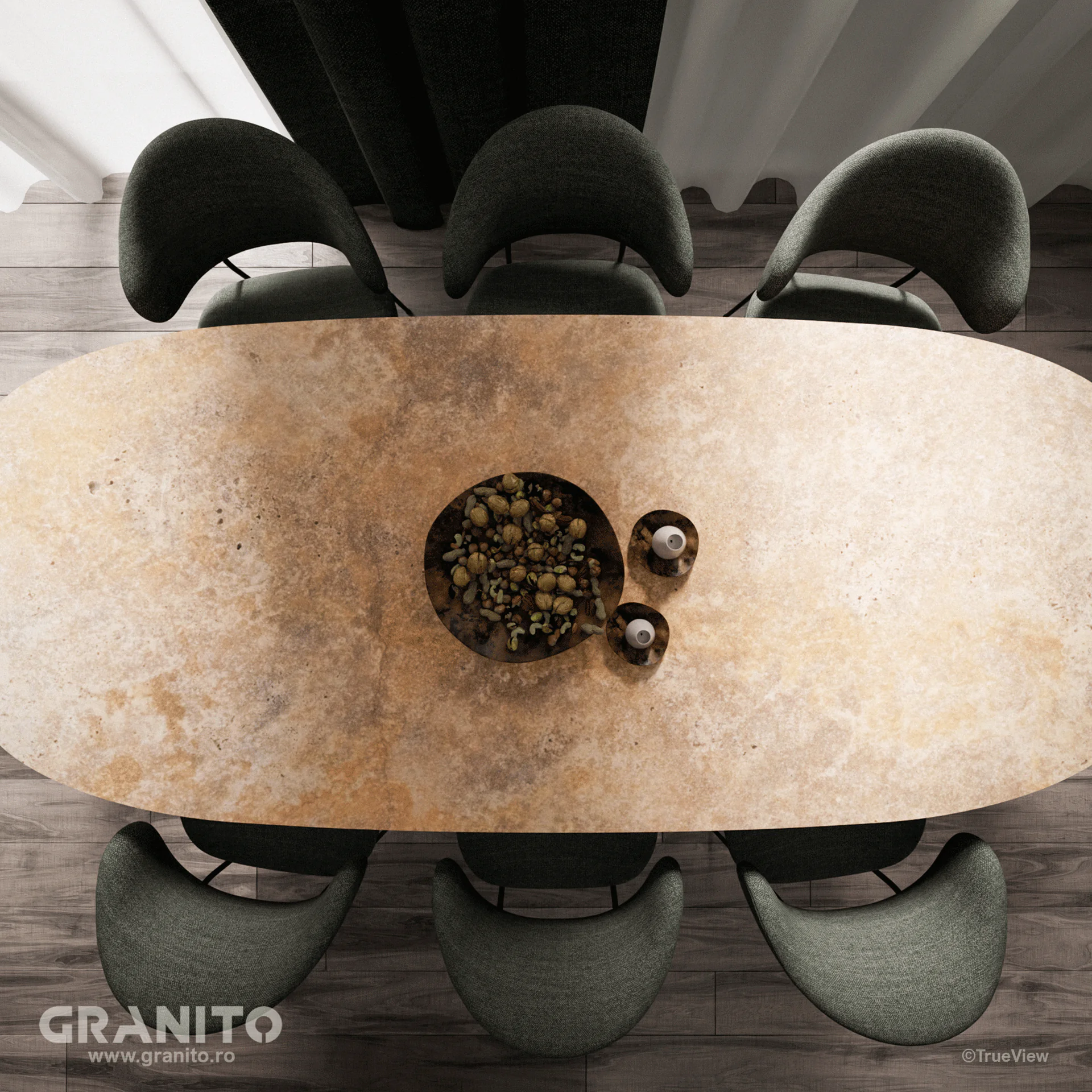 Mese Travertin Noce Cross Cut - Image 2