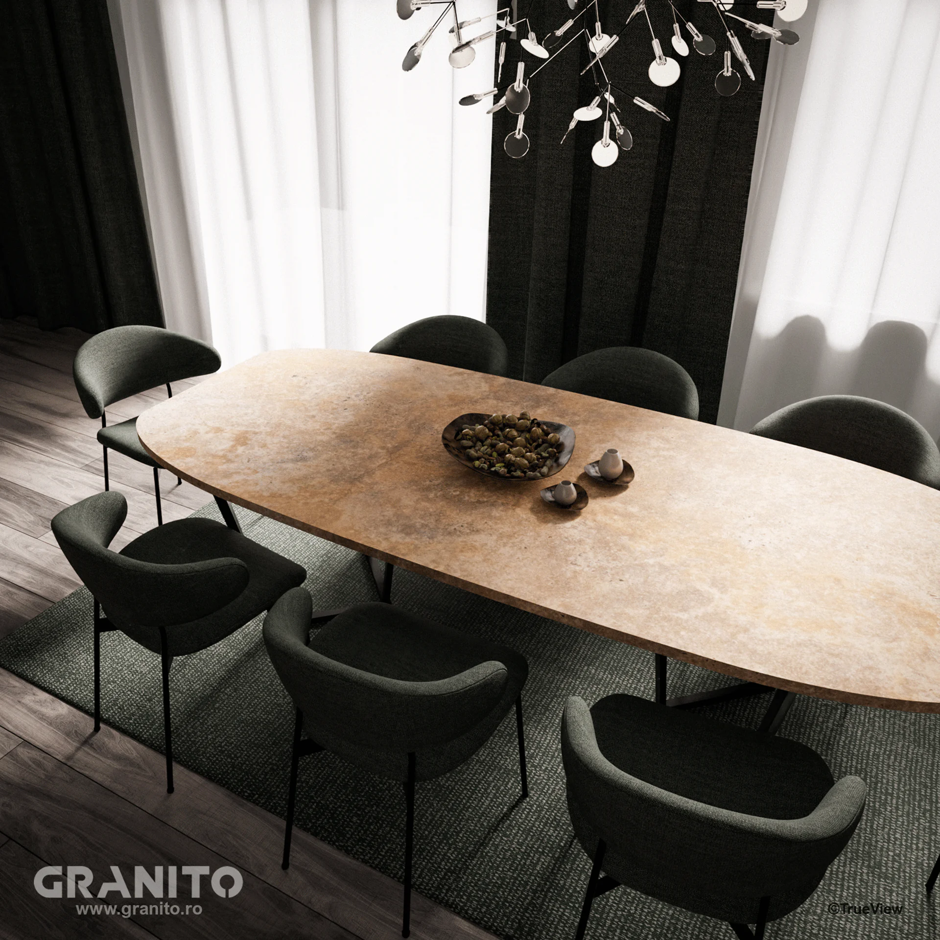 Mese Travertin Noce Cross Cut - Image 1