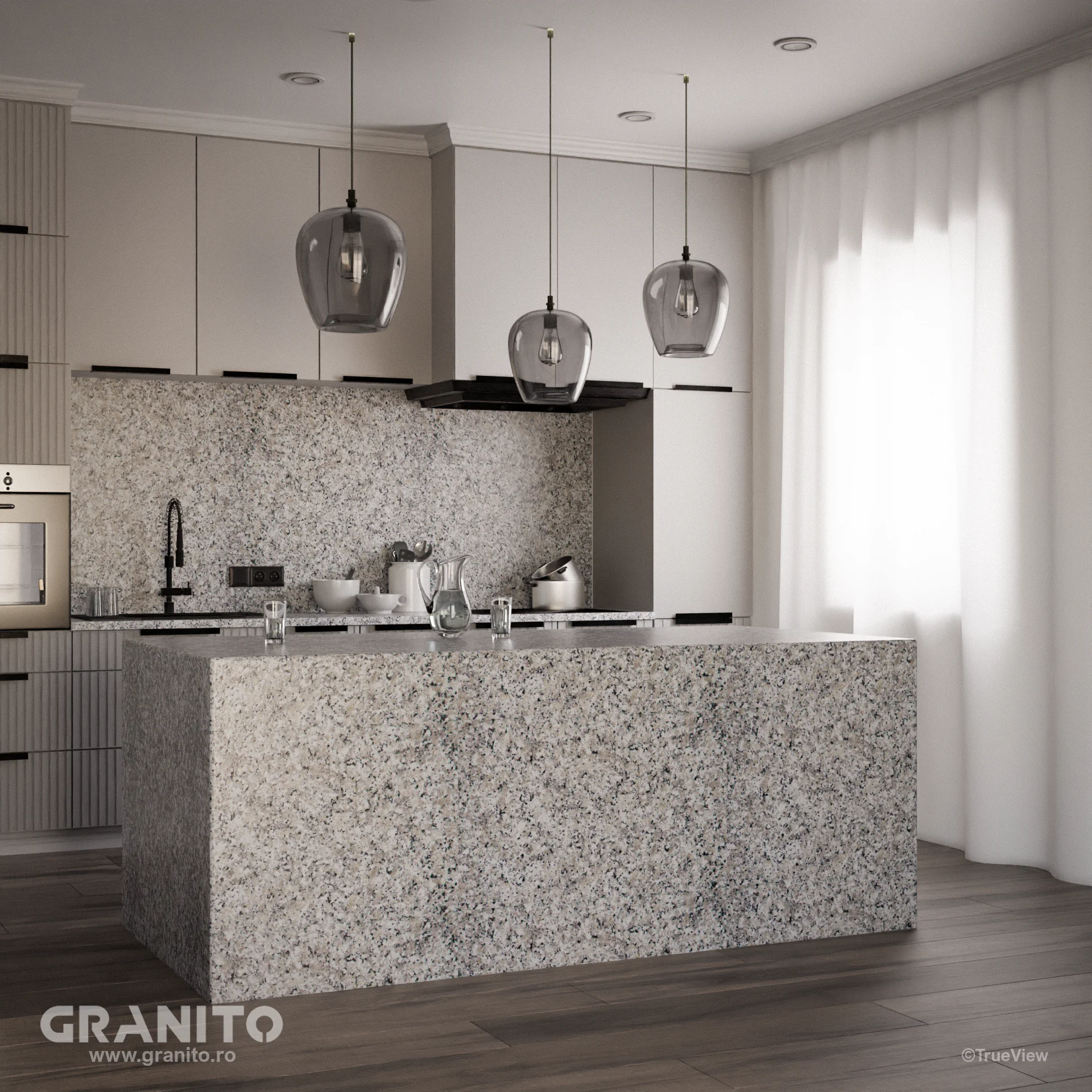 Blaturi de Bucătărie și Insule Granit Bianco Sardo Periat - Image 4