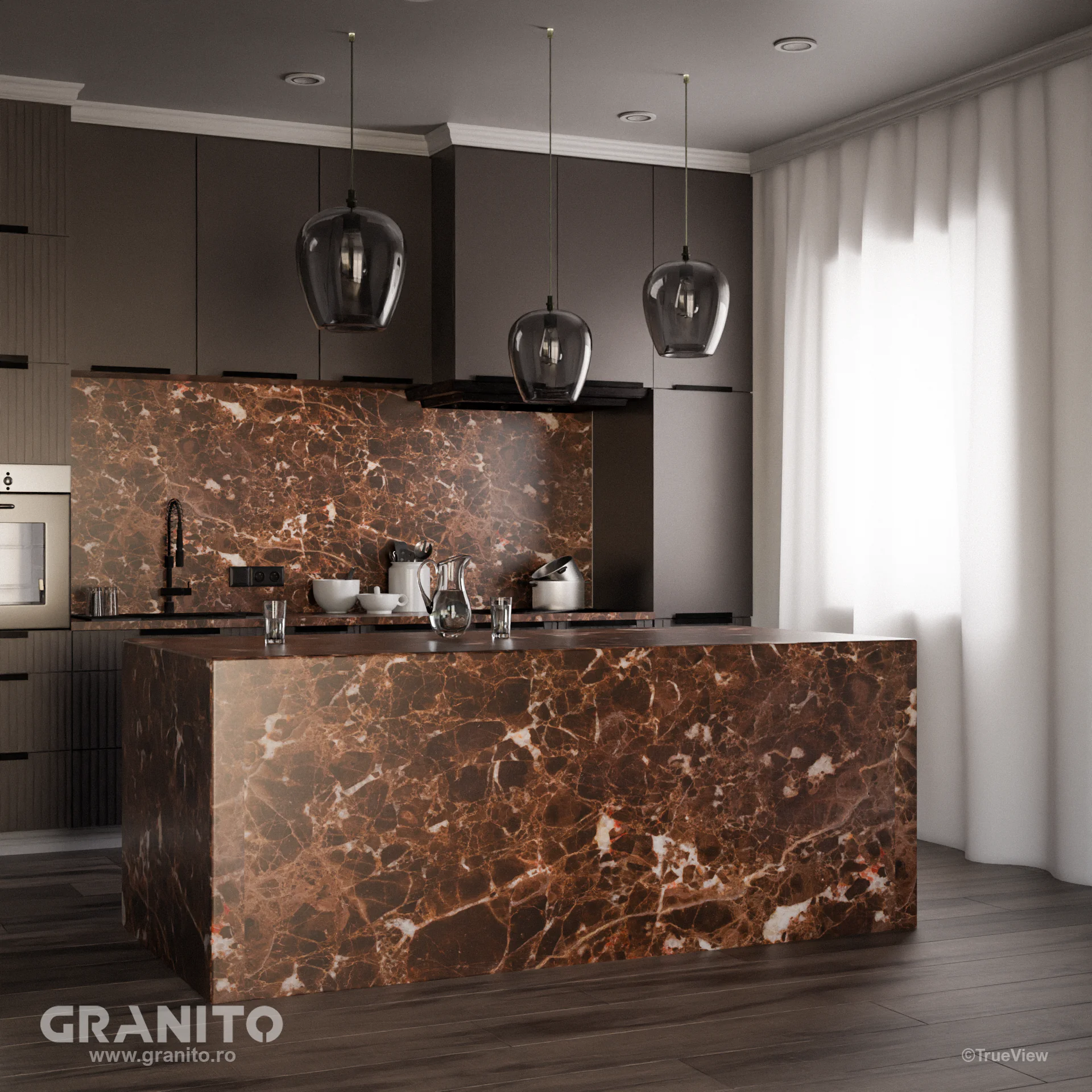 Blaturi de Bucătărie și Insule Marmură Emperador Dark - Image 4