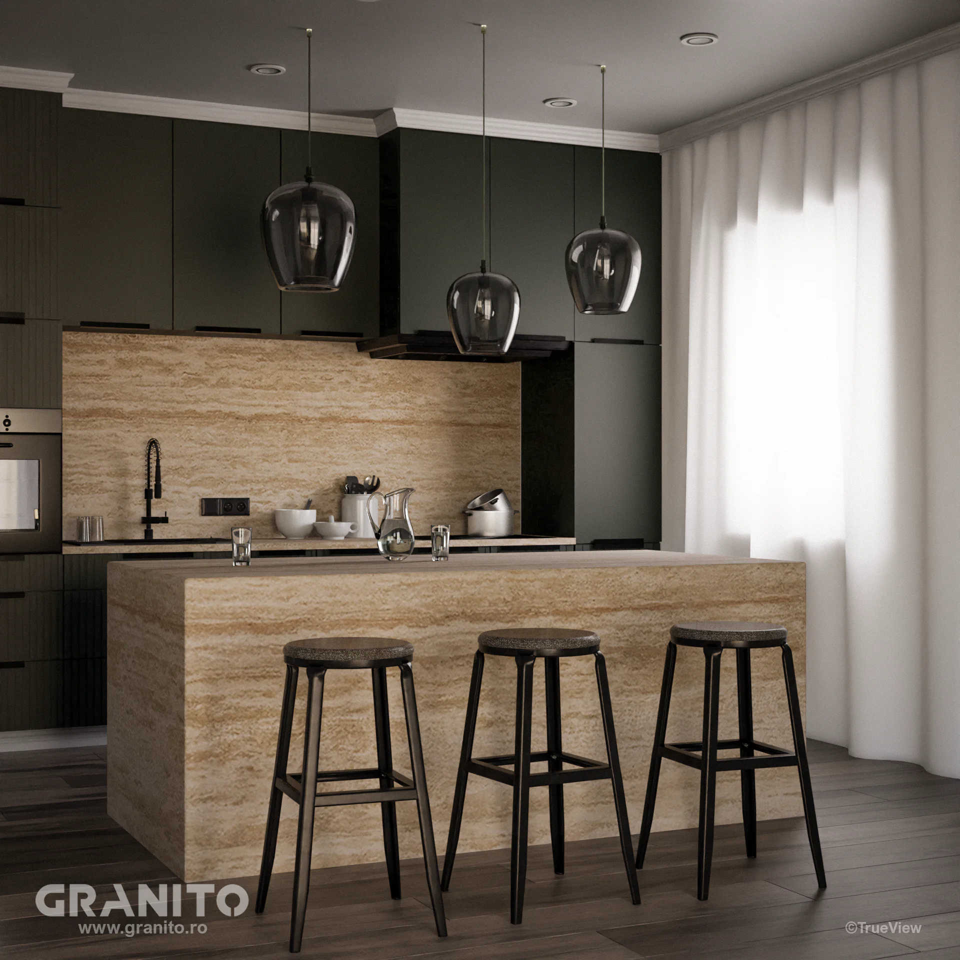 Blaturi de Bucătărie și Insule Travertin Clasic Vein Cut - Image 1