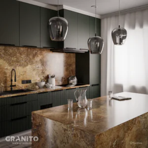 Blaturi de Bucătărie și Insule Travertin Noce Cross Cut